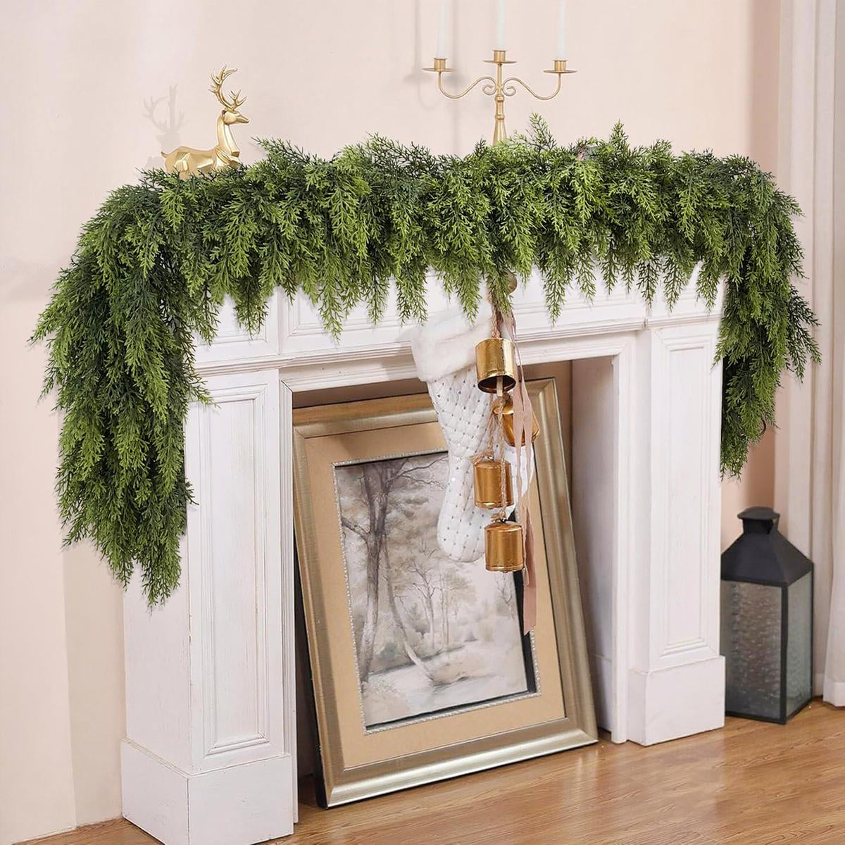6FT Artificial Cedar Garlands (2-Pack) 🌿✨ Real-Touch Christmas Greenery for Holiday Decor