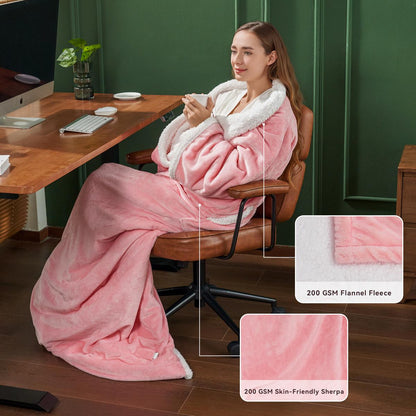 Wearable Heated Blanket with Sleeves & Foot Pockets — 6 Heat Settings, 1-12 Hour Auto-Off, 52″×72″