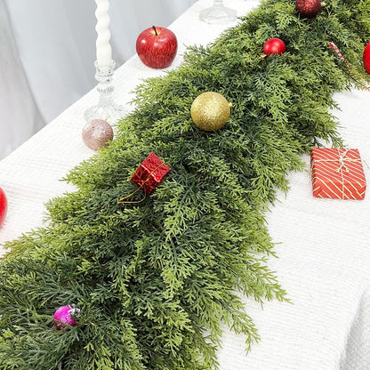 6FT Artificial Cedar Garlands (2-Pack) 🌿✨ Real-Touch Christmas Greenery for Holiday Decor