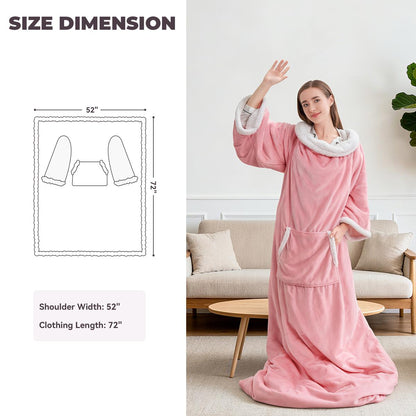 Wearable Heated Blanket with Sleeves & Foot Pockets — 6 Heat Settings, 1-12 Hour Auto-Off, 52″×72″