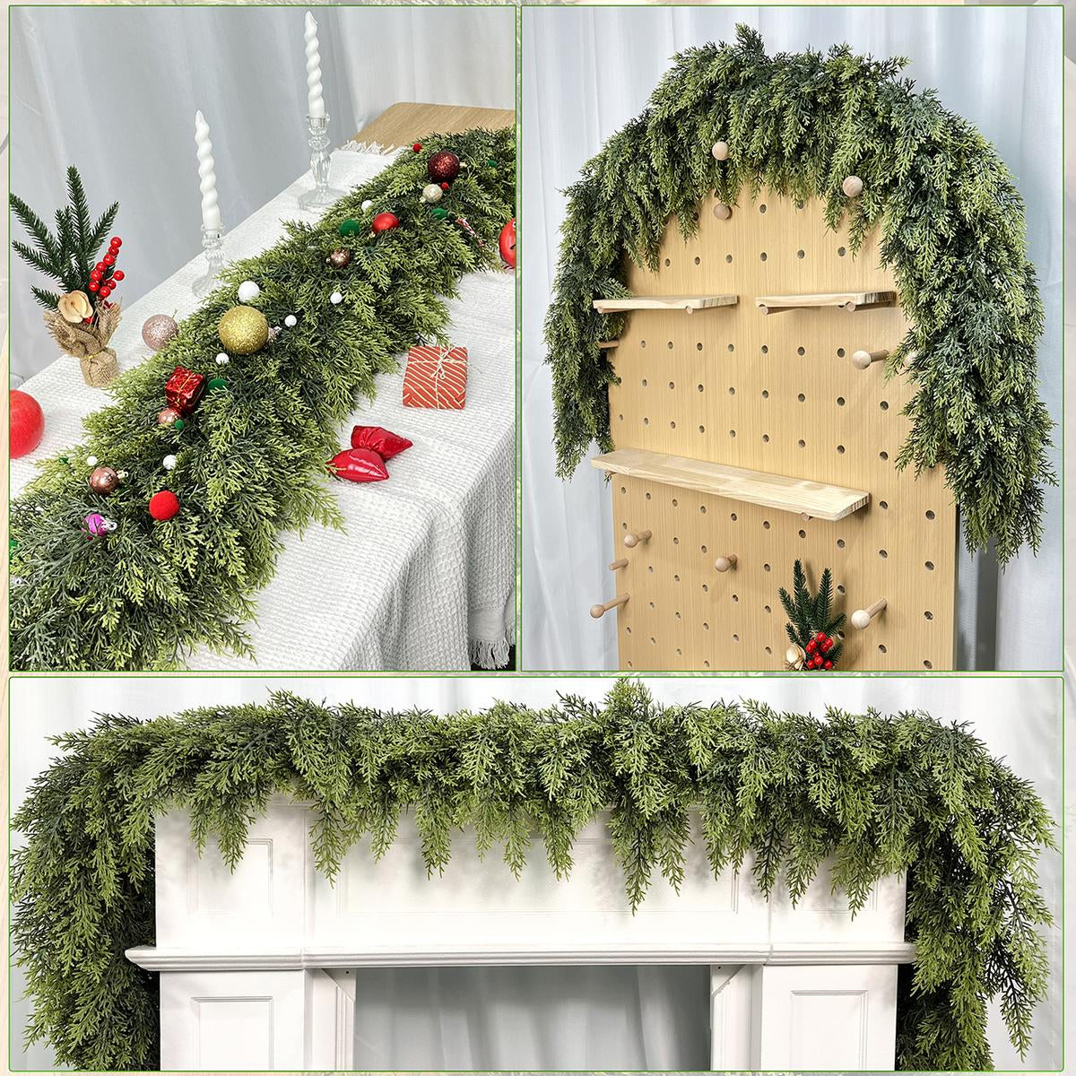 6FT Artificial Cedar Garlands (2-Pack) 🌿✨ Real-Touch Christmas Greenery for Holiday Decor