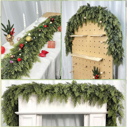 6FT Artificial Cedar Garlands (2-Pack) 🌿✨ Real-Touch Christmas Greenery for Holiday Decor