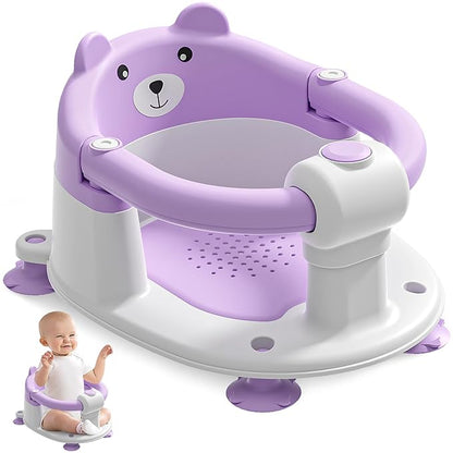 Baby Bath Seat for Babies 6 Months & up, Non-Slip Toddler Bath Seats for Babies Sitting Up, Safe Infant & Newborn Bathtub Chair with 4 Suction Cups & Soft Cushion for Shower,Green