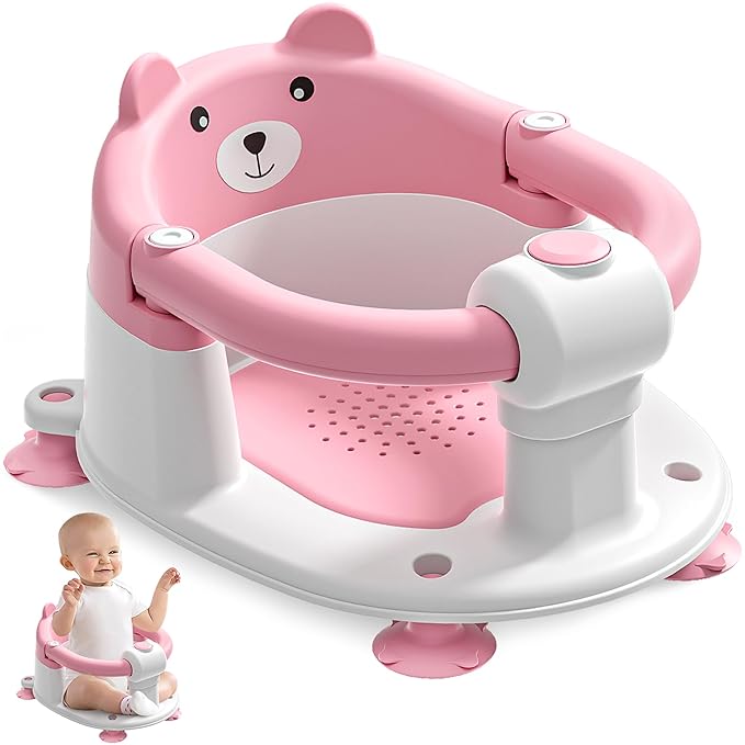 Baby Bath Seat for Babies 6 Months & up, Non-Slip Toddler Bath Seats for Babies Sitting Up, Safe Infant & Newborn Bathtub Chair with 4 Suction Cups & Soft Cushion for Shower,Green
