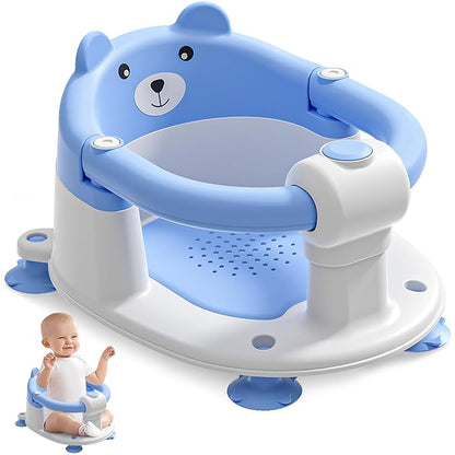 Baby Bath Seat for Babies 6 Months & up, Non-Slip Toddler Bath Seats for Babies Sitting Up, Safe Infant & Newborn Bathtub Chair with 4 Suction Cups & Soft Cushion for Shower,Green
