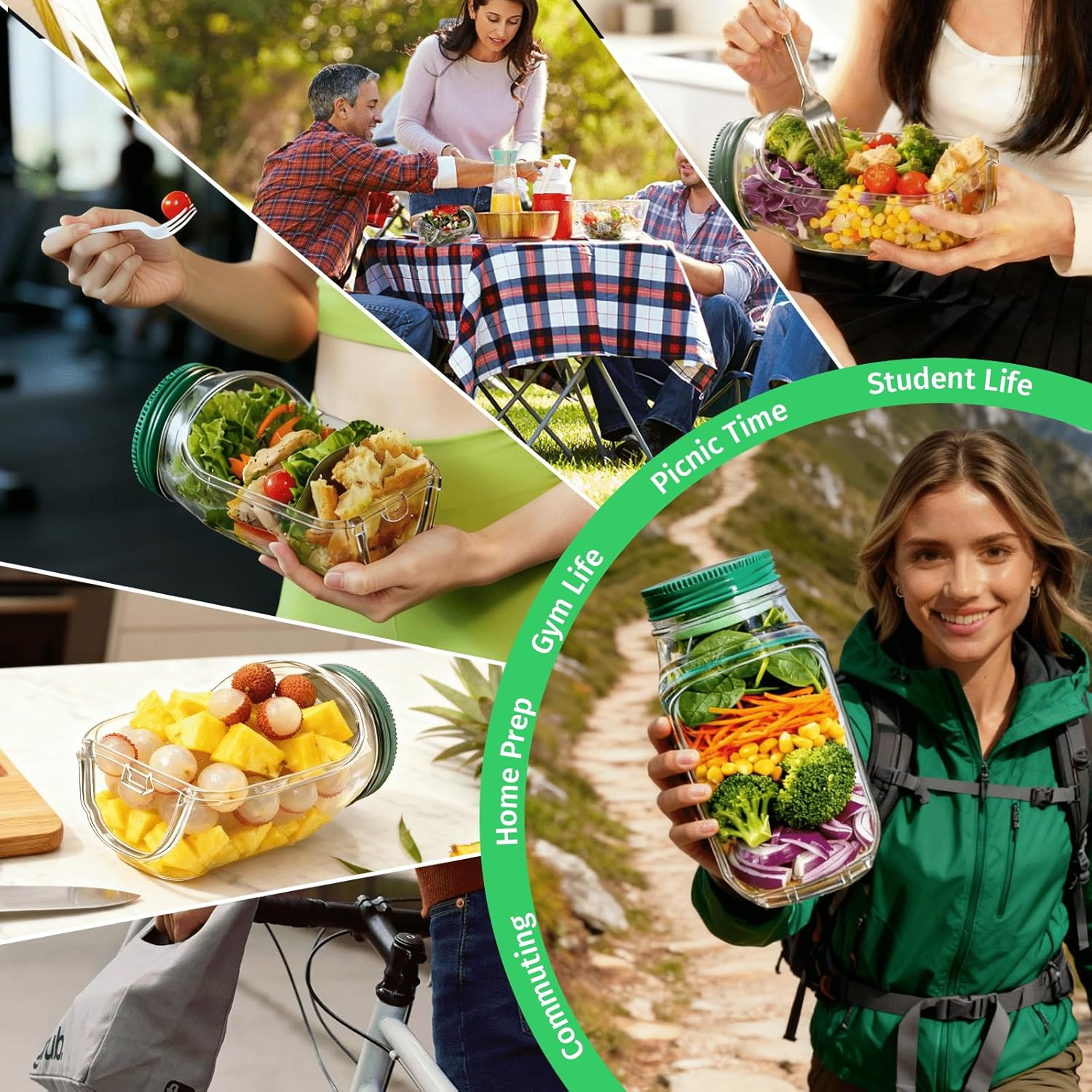 Black Friday Final 3 Hours 60% OFF!🔥Salad Pod Mason Jar Side Open