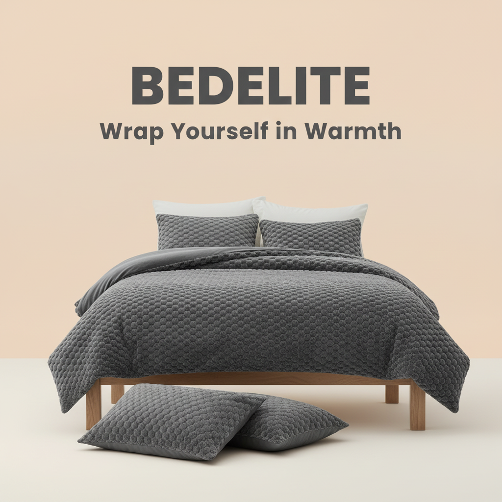 BEDELITE Fluffy Queen Comforter Set - Grey Fleece Soft Comforter for Queen Size Bed, Luxury Warm Bedding Set for Winter, Fuzzy Bed Set 3 Pieces (1 Comforter, 2 Pillowcases)